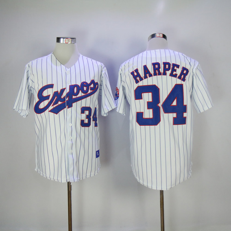 2017 MLB Montreal Expos #34 Harper White Throwback Jersey->kansas city royals->MLB Jersey